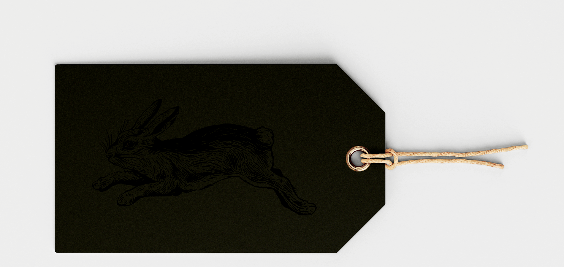 DOD Fancy Club garment tag with rabbit illustration, back