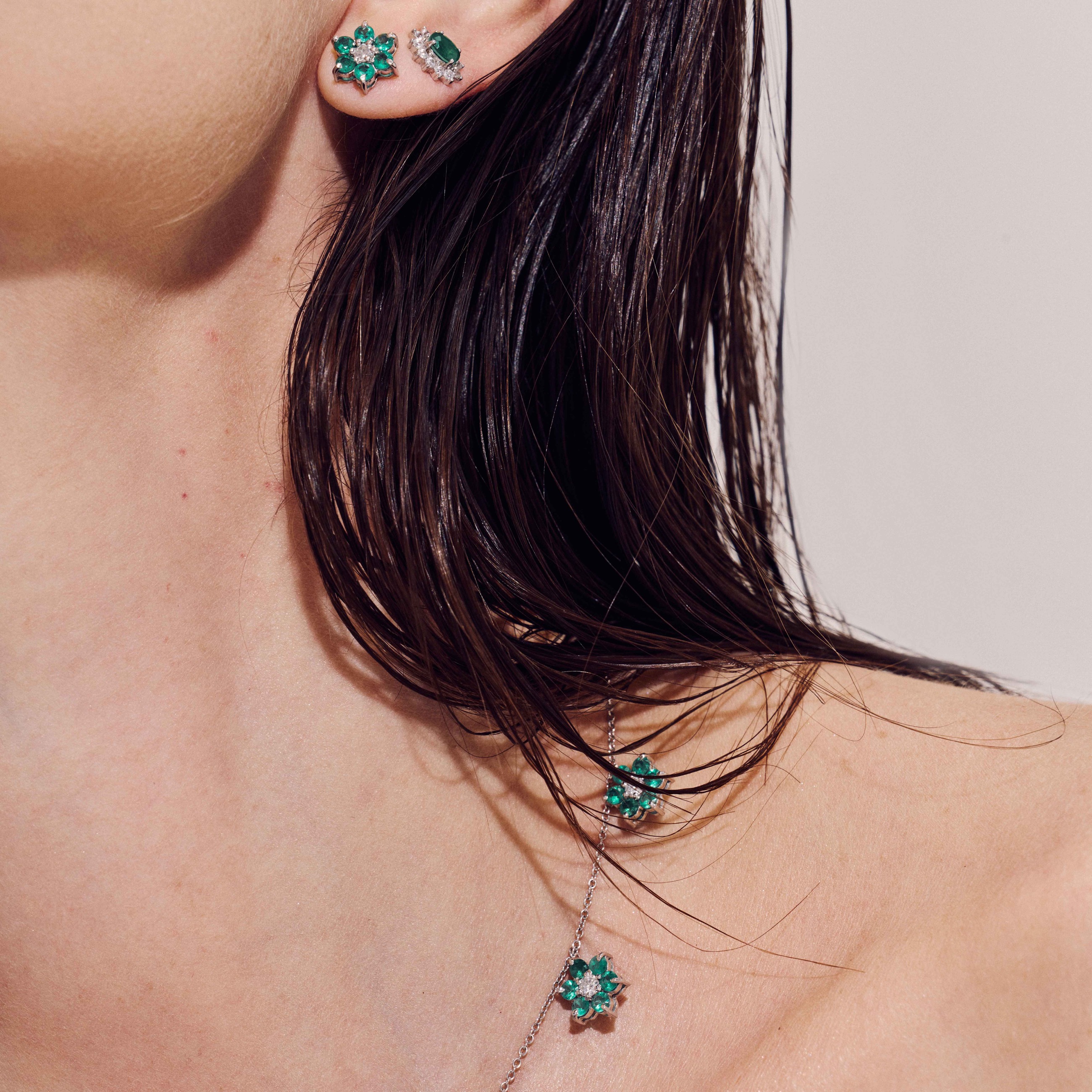Green gemstone jewelry campaign detail