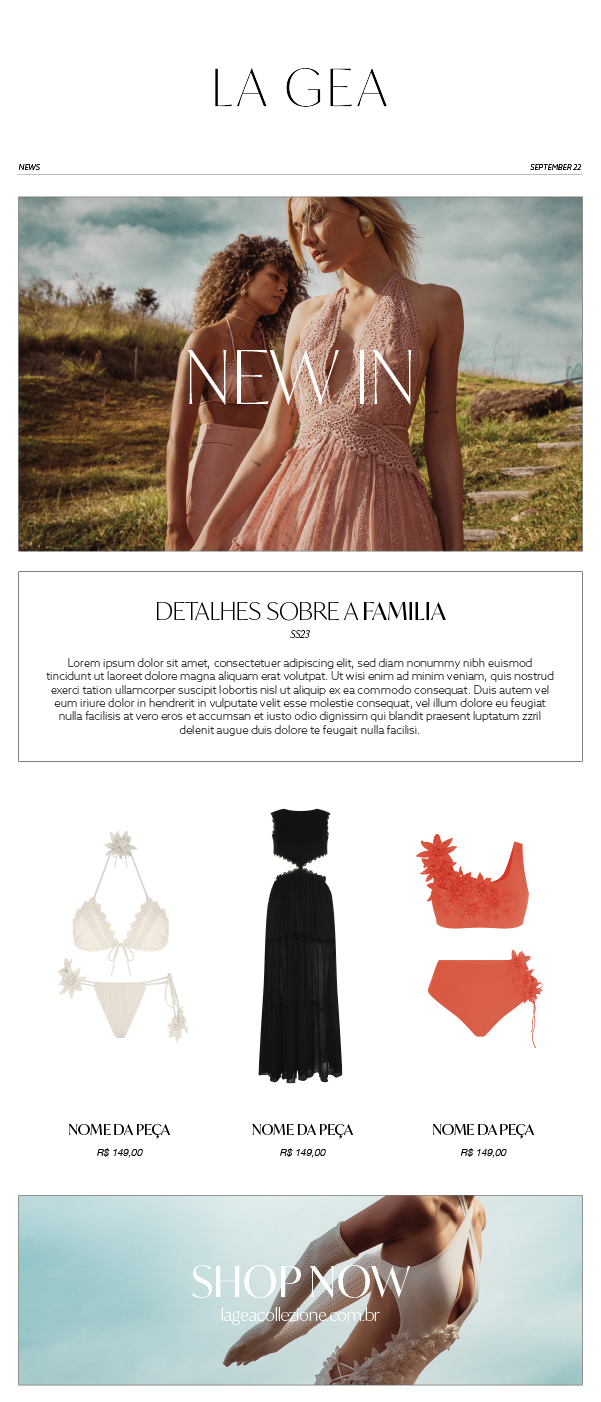 La Gea New In email marketing layout